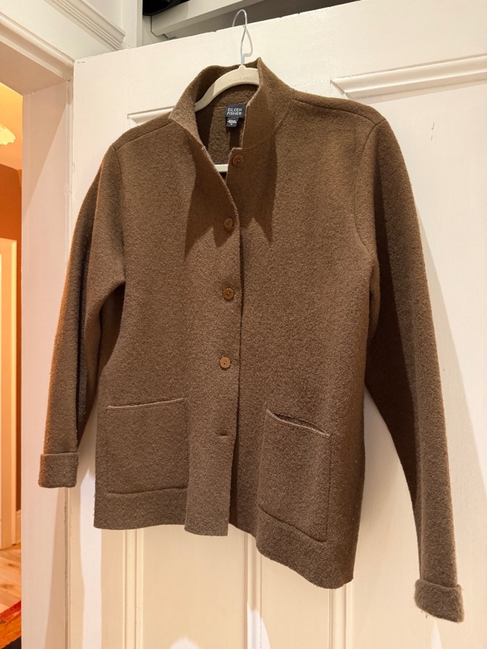 Eileen Fisher Boiled 100% wool Classic Collar Jacket